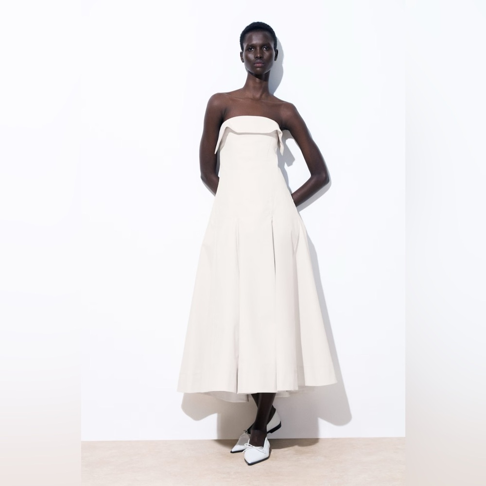 COS THE A-LINE BUSTIER DRESS Ivory